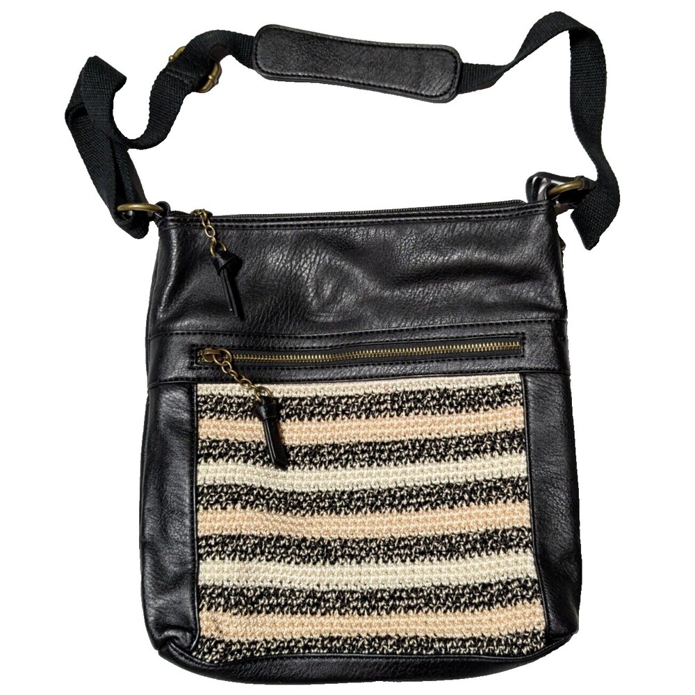THE‎ SAK Women Black Lana Crochet Lined Shoulder Bag EUC